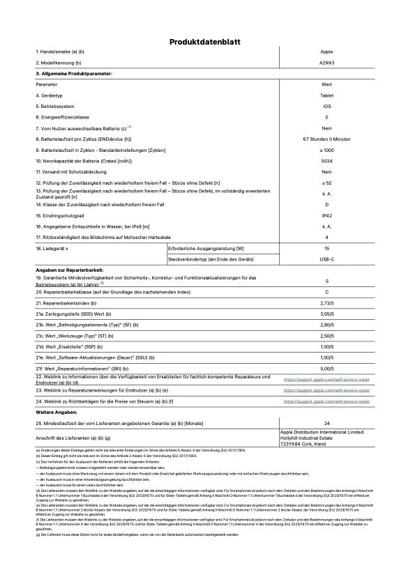 Apple Apple iPad mini 2024 (A17 Pro) Wi-Fi 128GB blau, Blau, – Produktbild 8 von 8