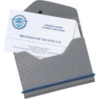 Memo Visitenkarten-Etui grau, Verschlussknopf und -gummi blau – Produktbild 1 von 1