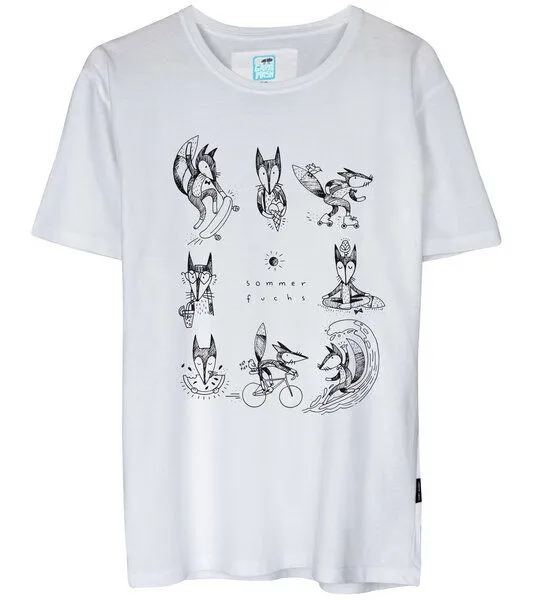Gary Mash GARY MASH Shirt Sommerfuchs aus Biobaumwolle Weiß, Weiß, – Produktbild 1 von 3
