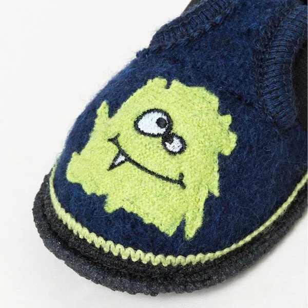 Kitz-Pichler Kitz-Pichler Bobby Monster Kinder-Hausschuh für Jungen & Mädchen aus 100% Schurwolle, Dunkel-blau, – Produktbild 3 von 4