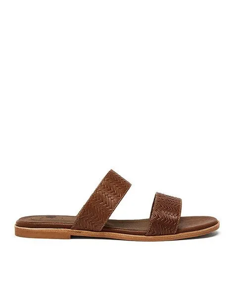 NINE TO FIVE NINE TO FIVE Strappy Slide #adria woven tabak, Braun, – Produktbild 1 von 3