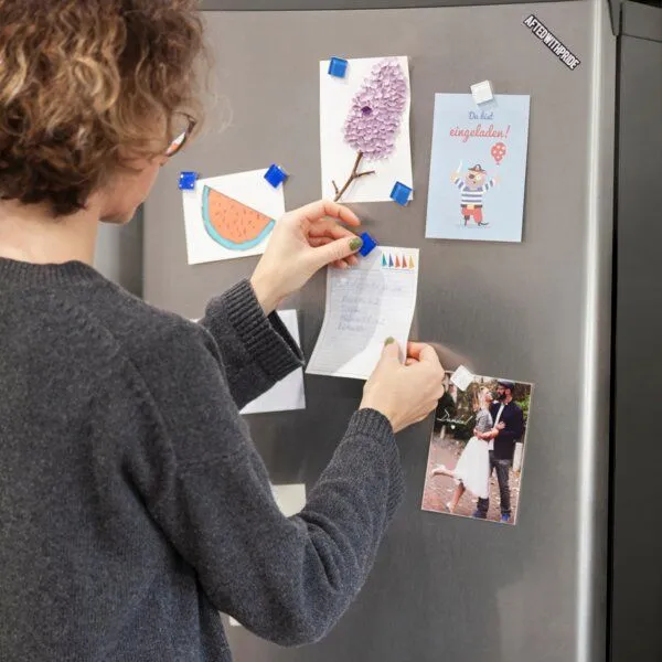 ALEXASCHA ALEXASCHA Magnet Set aus Upcycling Glas • 9 starke Magnete für den Kühlschrank • ideal zum Verschenken, Azurberge, – Produktbild 2 von 4