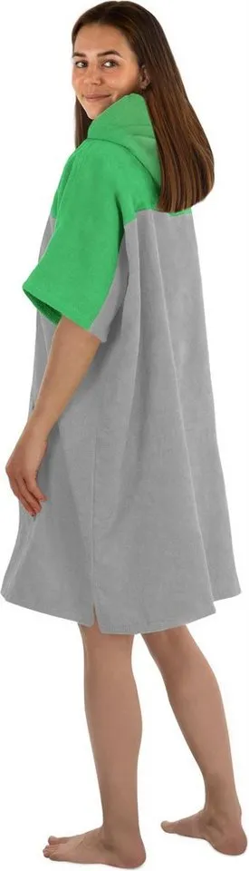normani Badeponcho Damen Surfer Poncho Kuta, Bio-Baumwolle, Kapuze, Schlupf, Badeponcho aus 100 % saugstarker Bio-Baumwolle, Grün, – Produktbild 4 von 5