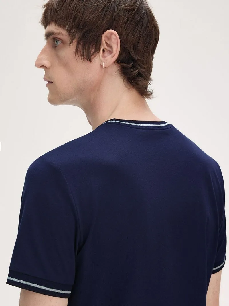 Fred Perry Fred Perry M1588 Twin Tipped T-Shirt Marine - Größe XL, Blau, – Produktbild 3 von 4