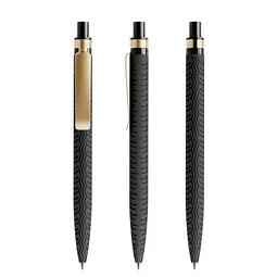 prodir prodir® Druckkugelschreiber QS03 Soft Touch PRS Push, blaue Mine, schwarz/gold, Schwarz / gold, – Produktbild 1 von 1