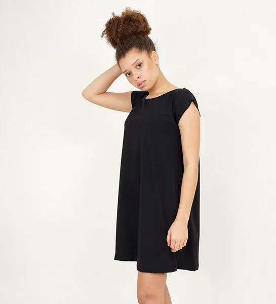 Lena Schokolade Lena Schokolade Kurzarm Kleid aus Bio-Jersey, Schwarz, – Produktbild 3 von 4