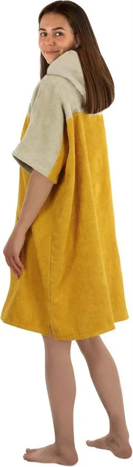 normani Badeponcho Damen Surfer Poncho Kuta, Bio-Baumwolle, Kapuze, Schlupf, Badeponcho aus 100 % saugstarker Bio-Baumwolle, Gelb, – Produktbild 4 von 5