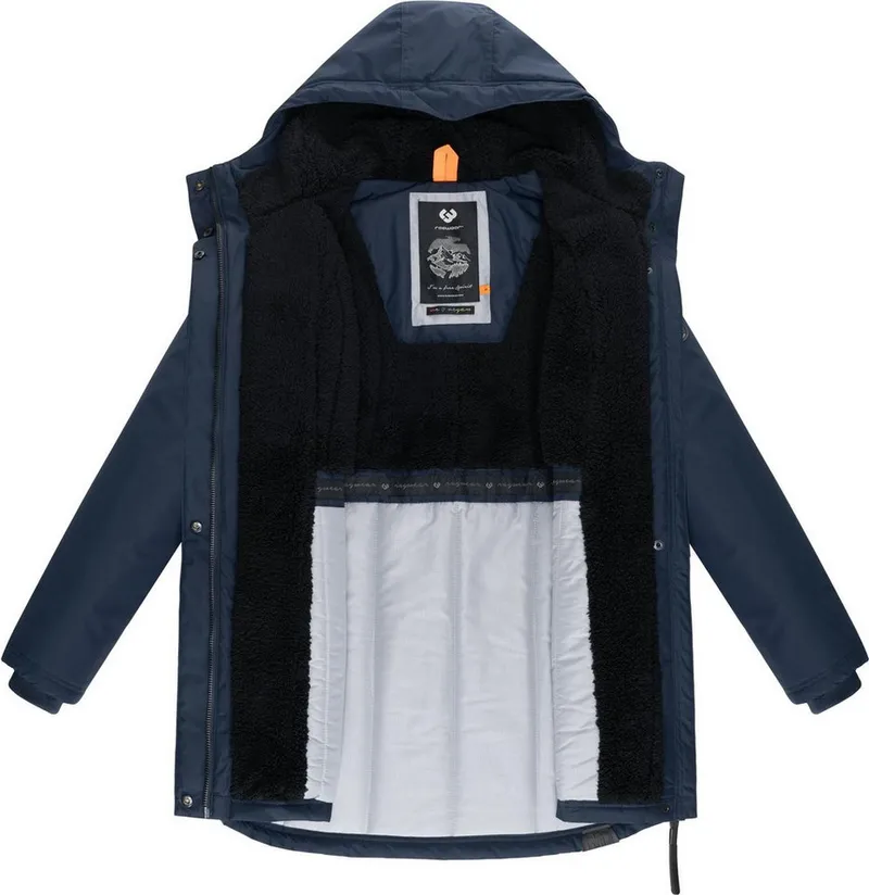 ragwear ragwear Wintermantel Elsien wasserdichter Winterparka mit Teddyfell-Futter, Blau, – Produktbild 1 von 3