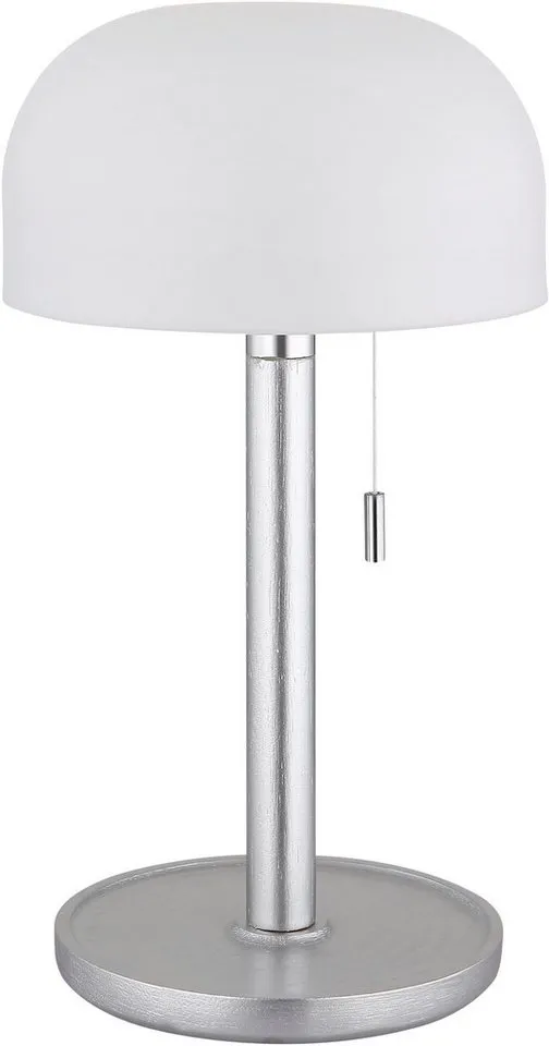 GLOBO LIGHTING LED Tischleuchte NORMAN, mehrere Helligkeitsstufen, LED fest integriert, warmweiß - kaltweiß, Akkutischleuchte auch für draußen, Zugschalter Kordel, Akkulampe, Braun|silberfarben, – Produktbild 2 von 3