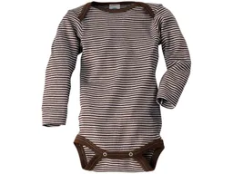 Cosilana Cosilana Baby Body Langarm Wolle Seide braun-geringelt Gr.62/68 – Produktbild 1 von 1