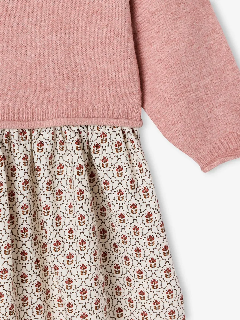 Vertbaudet 2-in-1-Kleid mit Strickoberteil Mädchen, Rosa, – Produktbild 3 von 3