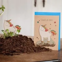 Die Stadtgärtner Die Stadtgärtner Mutmacher-Karte "Glaub an dich" | Mit Einhorn-Motiv und Blumensamen – Produktbild 1 von 1