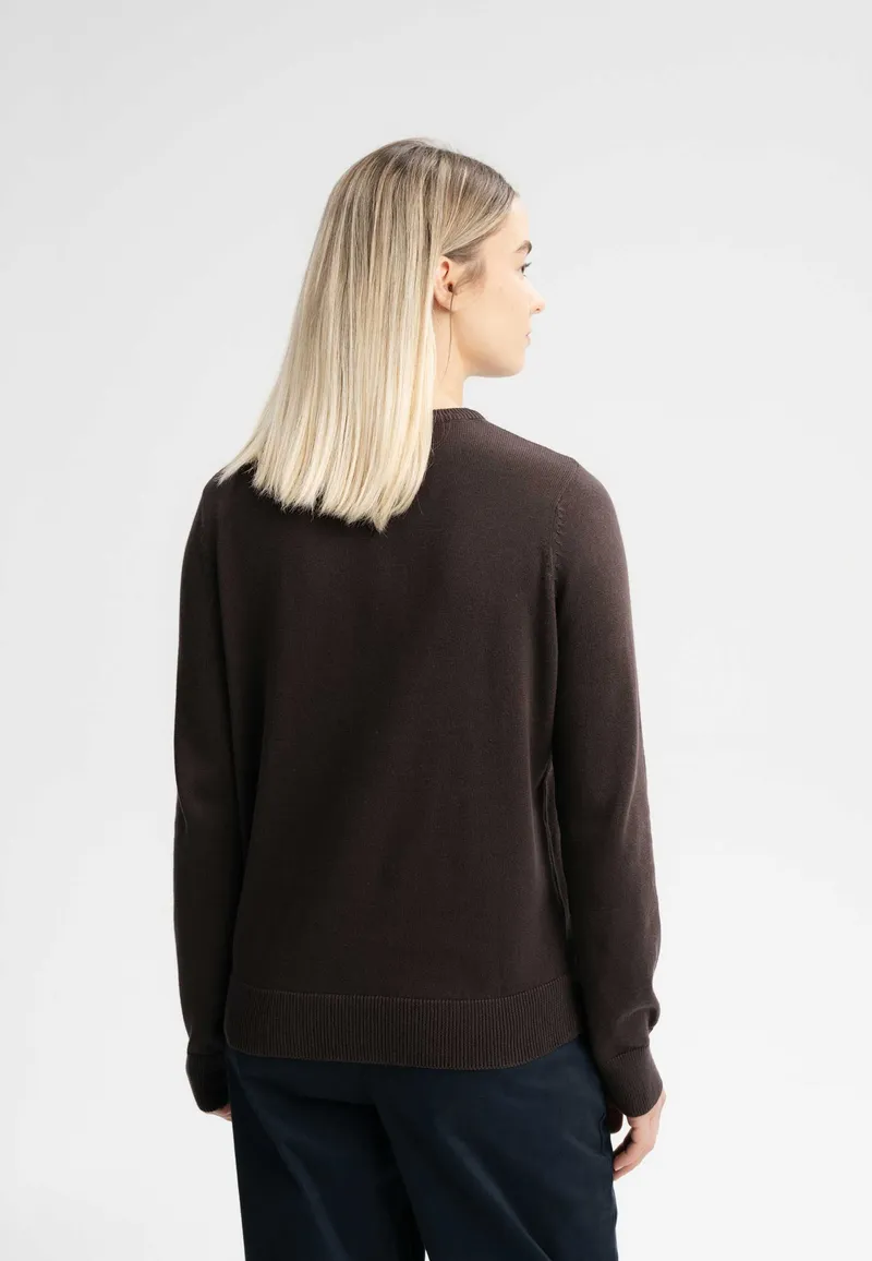 MELA MELA Damen vegan Pullover Feinstrick Dhana Dunkelbraun, Dunkelbraun, – Produktbild 1 von 2