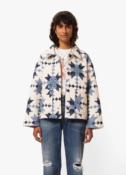 Nudie Jeans Nudie Jeans Jacke für Frauen - Signe Quilted Cotton - Offwhite/Blue – Produktbild 2 von 3