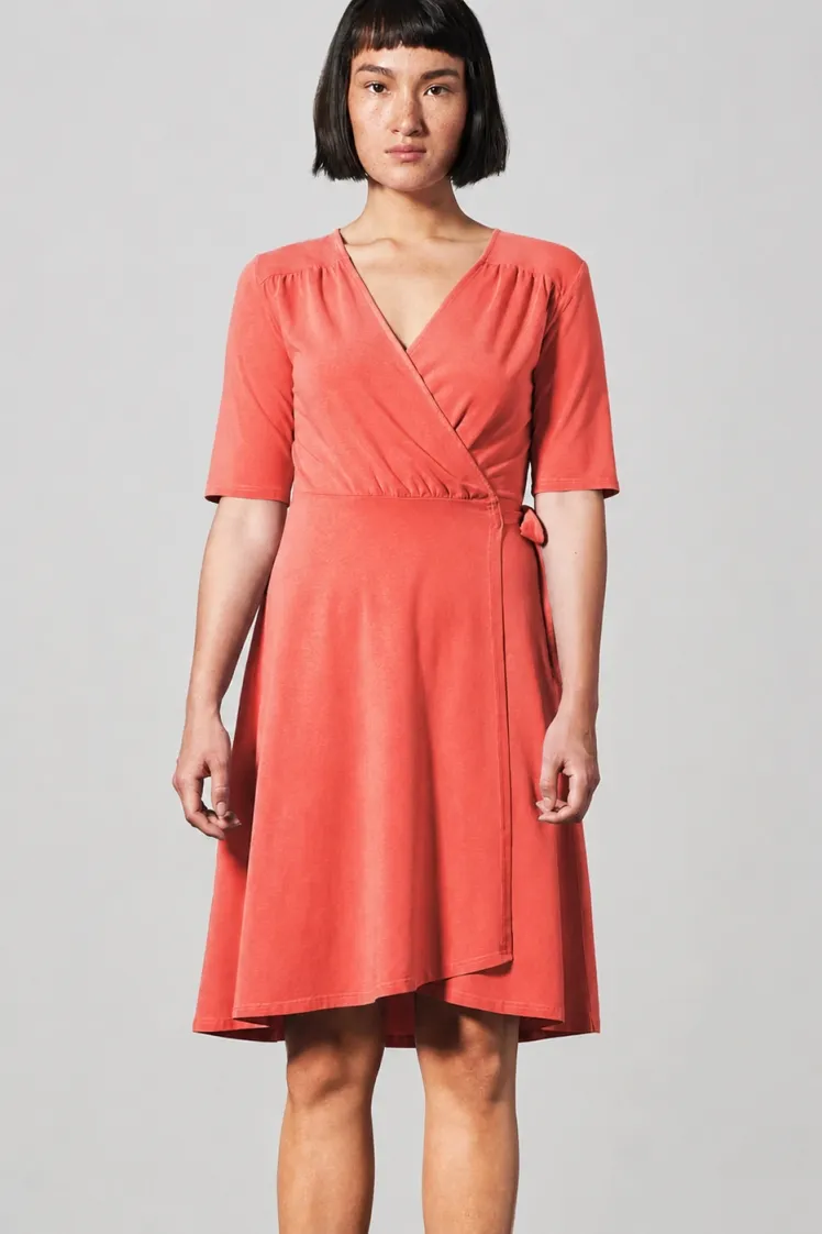 HempAge Hempage Damen vegan Wickelkleid Orange, Orange, – Produktbild 2 von 2