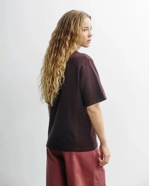 Rotholz Rotholz Ripped T-Shirt - Unisex - aus Bio-Baumwolle, Dark brown, – Produktbild 3 von 4
