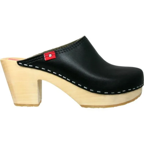Klox Klox New York - High Heel Holzclog mit pflanzlich gegerbtem Leder, Black edition (schwarz), – Produktbild 1 von 3