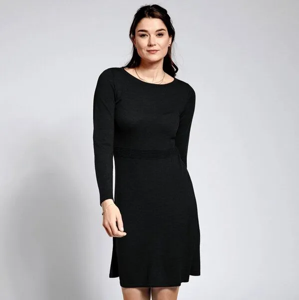 Kokon Zwo Kokon Zwo Kleid Teilungsrippe 100% Merinowolle (ÖKO TEX), Schwarz, – Produktbild 2 von 3