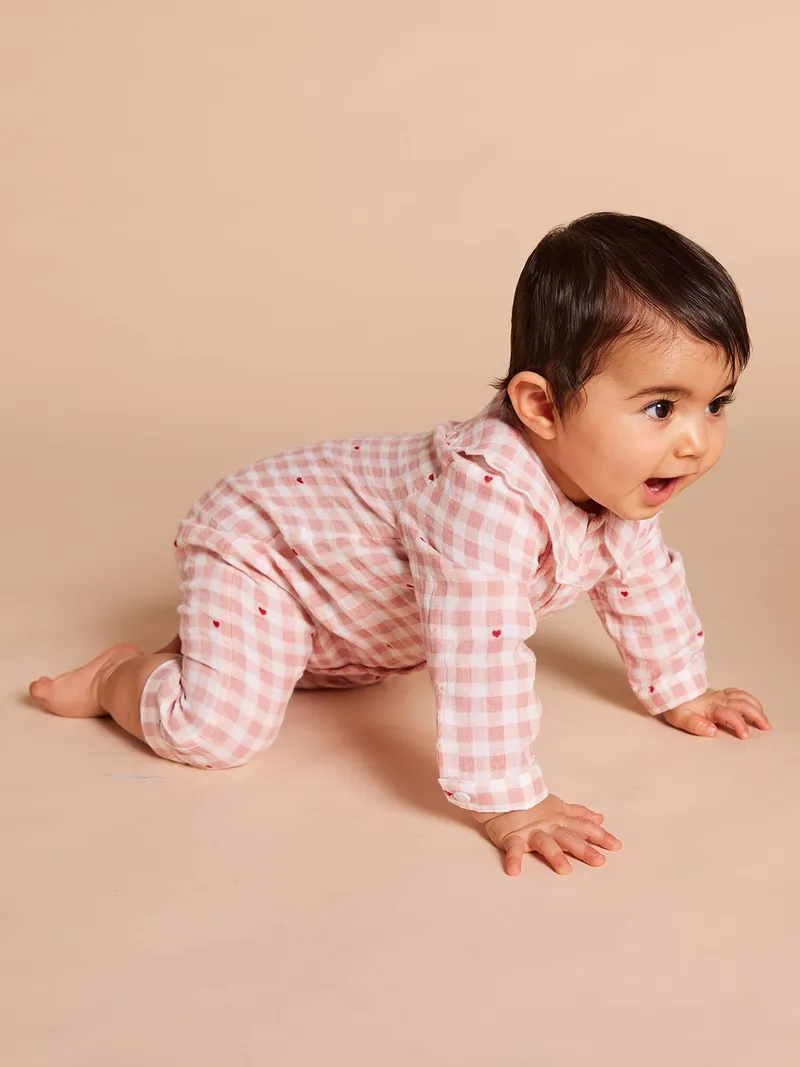 Envie De Fraise Baby Schlafanzug Vichy-Capsule ENVIE DE FRAISE pudrig, Pudrig rosa, – Produktbild 3 von 4