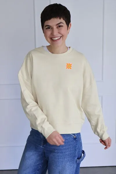 Kultgut Kultgut Artdesign - Goodness Pulloversweater im Boxistyle / Little Flower, Hellgelb, – Produktbild 1 von 4