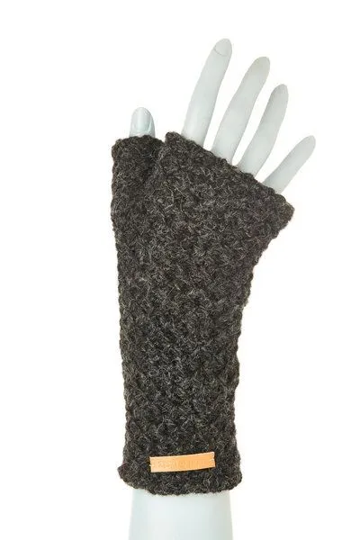 short'n'pietz short'n'pietz Schurwollhandstulpen mit Wabenstrickmuster, handgestrickt, Antrazit, – Produktbild 1 von 1