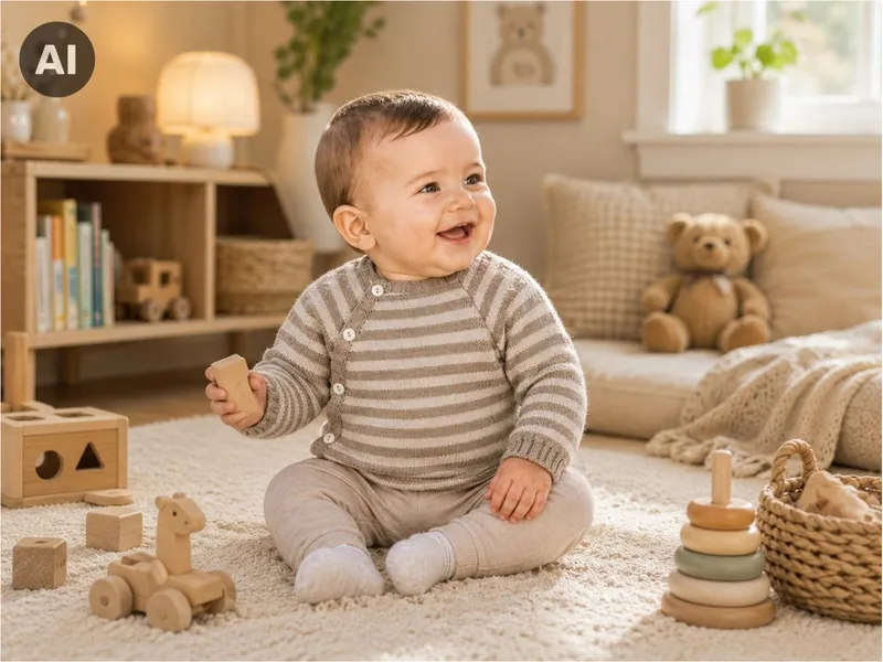 Reiff Strickwaren Reiff Strickwaren Baby Jacke Schlüttli Bio-Merinowolle, Natur, braun, – Produktbild 2 von 2