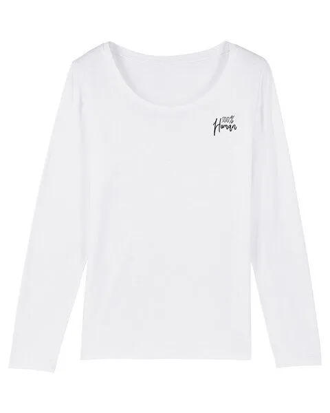 Human Family Human Family Bio Damen Longsleeve Shirt - Joker "100% Human" in 3 Farben, Schwarz, – Produktbild 2 von 4