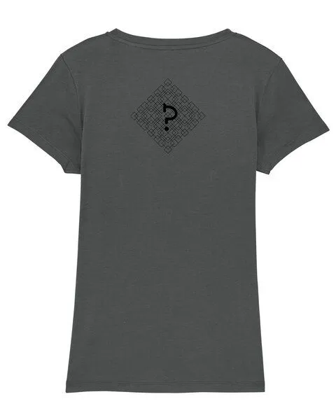 Human Family Human Family Bio Damen T-Shirt mit V-Ausschnitt "Evolution - Geo Questionmark", Anthrazit, – Produktbild 1 von 3