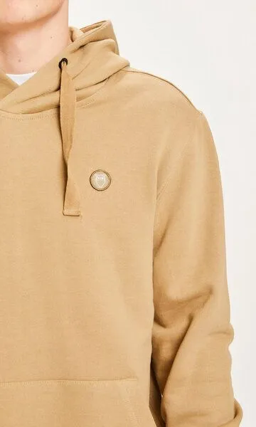 KnowledgeCotton Apparel KnowledgeCotton Apparel Kapuzenpullover - Elm Hood Basic Badge Sweat GOTS Vegan, Beige (kelp), – Produktbild 3 von 3