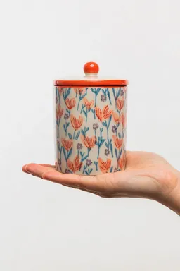 Tranquillo Tranquillo Badorganizer Steinzeug Dose DOUCEUR FLORALE Ø8x12 cm spülmaschinengeeignet (Einzelartikel (kein Set), Einzelartikel, kein Set), Dekorative Aufbewahrungsdose mit Deckel im floralen Design – Produktbild 1 von 1
