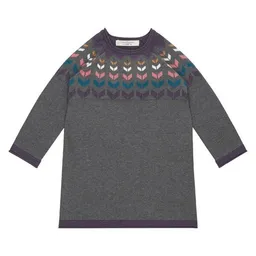 Sense Organics sense-organics Mädchen Strickkleid dunkelgrau bunte Passe – Produktbild 1 von 1