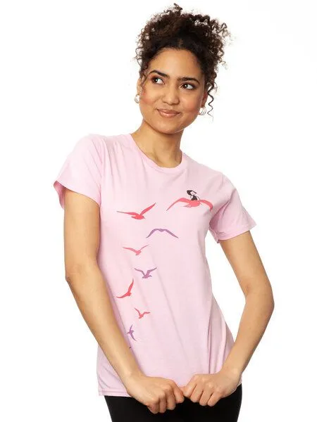 FellHerz FellHerz Möwenflug rosa Damen T-Shirt aus 100% Biobaumwolle – Produktbild 4 von 4