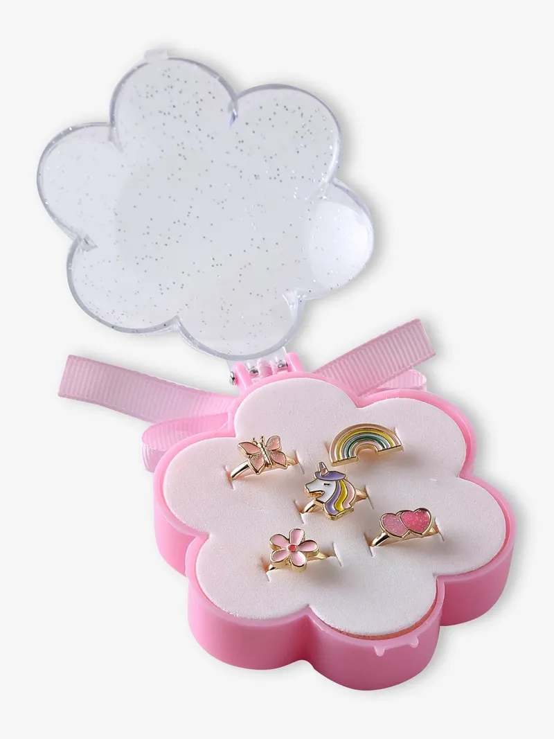 Vertbaudet 5er-Set Ringe mit Einhorn, Hellrosa, – Produktbild 3 von 4