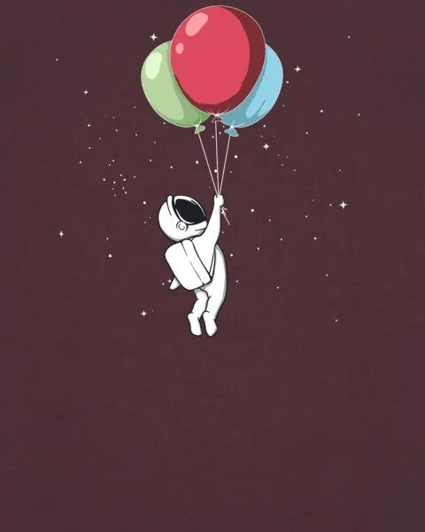 watapparel watapparel T-Shirt Unisex Little Balloon Astronaut, Red brown, – Produktbild 3 von 3