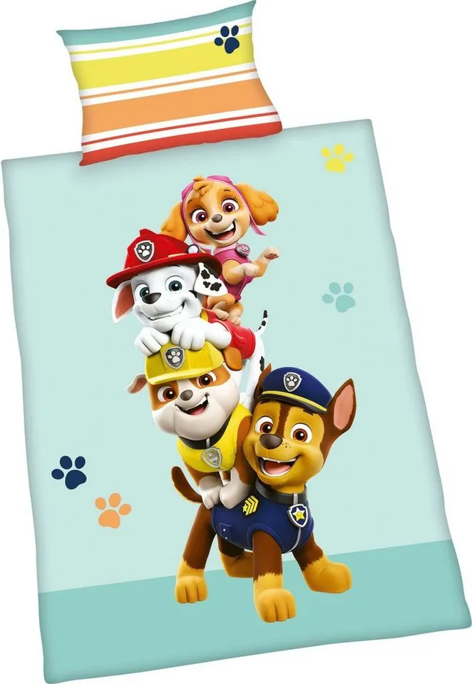 Paw Patrol Paw Patrol Babybettwäsche Paw Patrol, Renforcé, mit liebevollem Motiv, Bunt|grün, – Produktbild 2 von 3