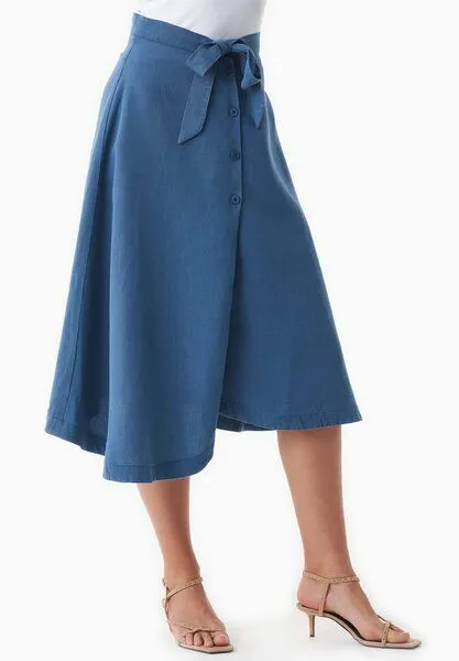 ORGANICATION ORGANICATION Rock aus TENCEL Lyocell und Leinen, Blau(light navy), – Produktbild 3 von 4