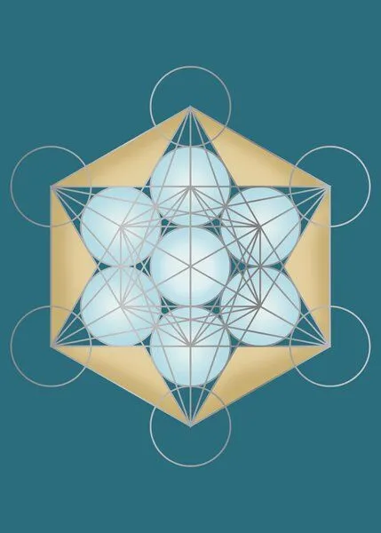 Crystal and Sage Crystal and Sage Poster Metatrons Würfel, petrol und silber – Produktbild 1 von 1