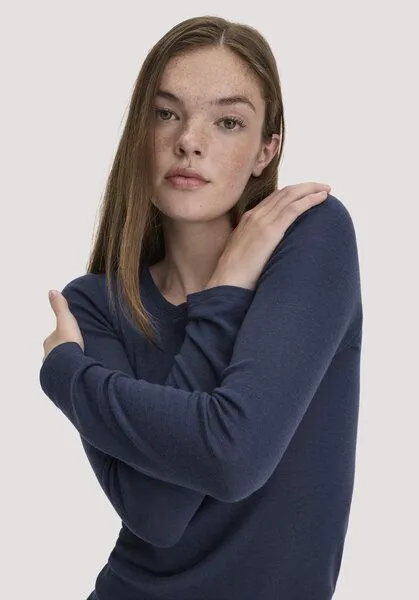 hessnatur hessnatur Longsleeve PURE FUNCTION aus Bio-Merinowolle mit Seide, Graphitblau, – Produktbild 4 von 4