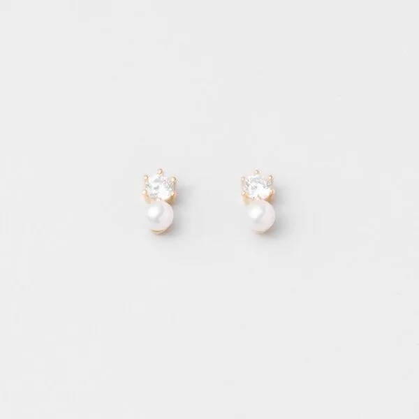 fejn jewelry fejn jewelry Ohrstecker 'sparkle & pearl', Gold, – Produktbild 3 von 3