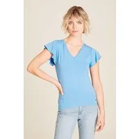 Tranquillo tranquillo Bio-Damen-T-Shirt mit Volant-Ärmel, marina, Gr. M – Produktbild 1 von 1