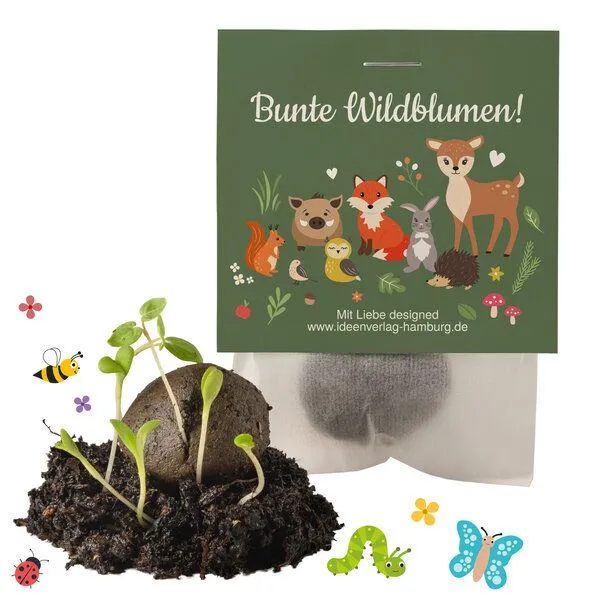 Ideenverlag Hamburg Ideenverlag Hamburg 10 Waldtiere Samenbomben im Tütchen mit Wildblumensaatgut | Nachhaltiges Mitgebsel für Kindergeburtstage & Naturgeschenk für kleine Entdecker:innen – Produktbild 3 von 4