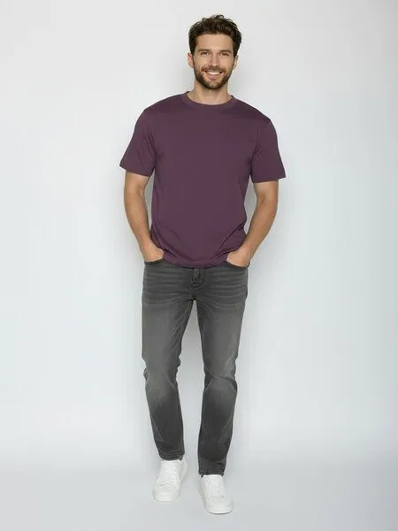 GreenBomb GREENBOMB Basic Fusion - Lässiges Oversize-T-Shirt aus Bio-Baumwolle / GOTS / Fair & Vegan, Lila (berry bark), – Produktbild 3 von 4