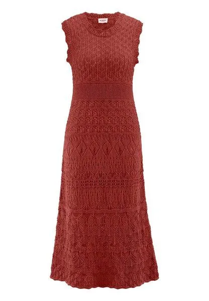 hessnatur hessnatur Strick Kleid Midi aus reiner Bio-Baumwolle, Terrakotta, – Produktbild 4 von 5