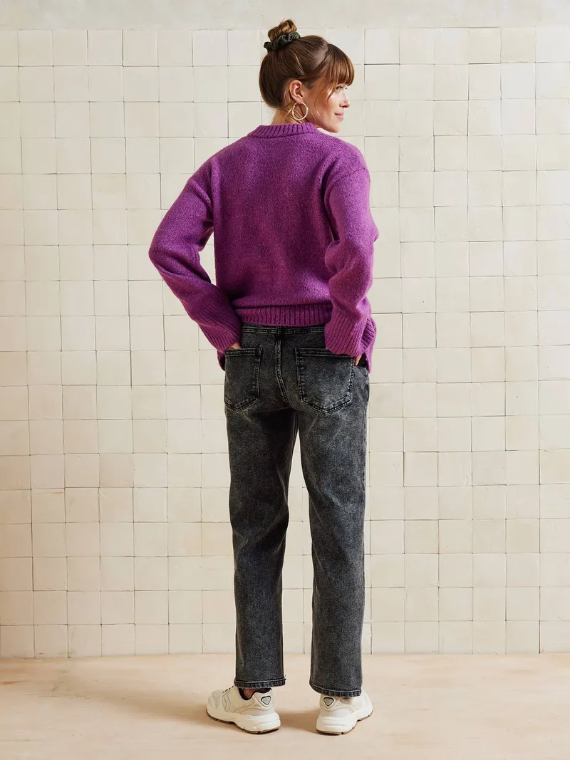 Vertbaudet Umstands-Jeans mit geradem Bein und nahtlosem Einsatz am Bauch, Grauer denim, – Produktbild 3 von 4