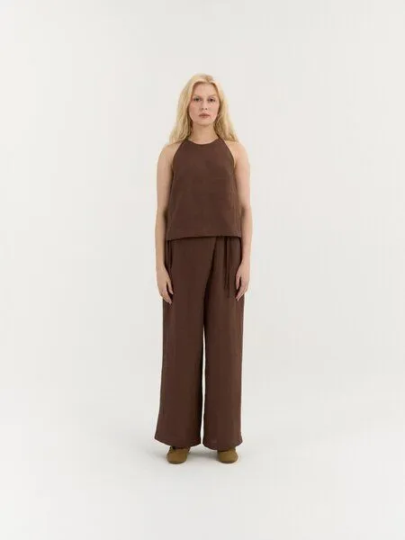 AmourLinen AmourLinen Neckholder-Top aus Leinen CAMILA, Kakao (braun), – Produktbild 1 von 1