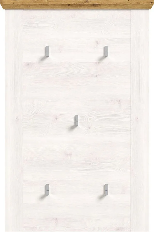Home affaire Garderobenpaneel COSENZA, Höhe 103 cm, 5 Garderobenhaken, 2-farbig, in Landhausoptik, Wandpaneel, Paneel, Wandhaken, Weiß, – Produktbild 3 von 5