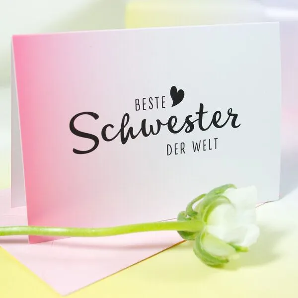 Bow & Hummingbird Bow & Hummingbird Mini-Grußkarte Beste Schwester – Produktbild 3 von 5