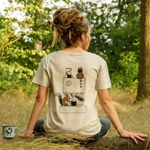 Cmig Cmig Damen T-Shirt Kaffee-Hörnchen für Espressofreundinnen, Eco-heather (natur), – Produktbild 1 von 4