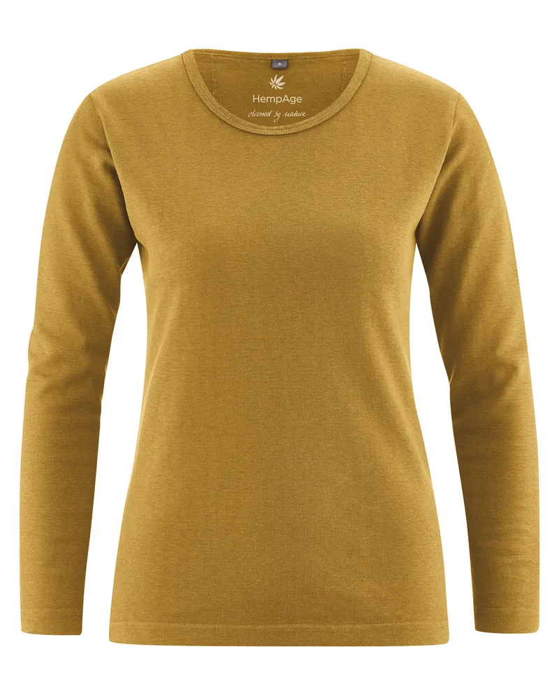 HempAge Hempage Damen vegan Langarm-Shirt Basic Farbe Peanut Brown, Braun, – Produktbild 1 von 2