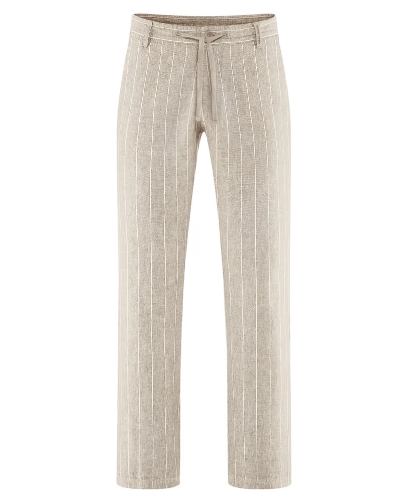 HempAge Hempage Herren vegan Hose Striped Thistle In Beige, Beige, – Produktbild 1 von 2